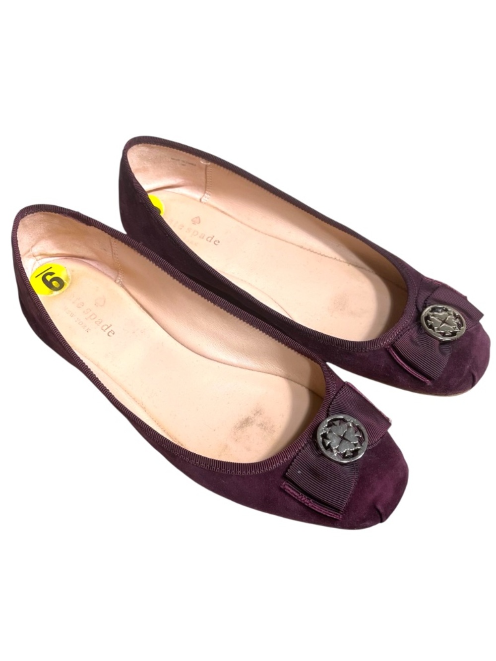 Kate Spade Fontana Flats 9 Suede Round Toe Ballet Shoes Wine Burgundy Red Classy